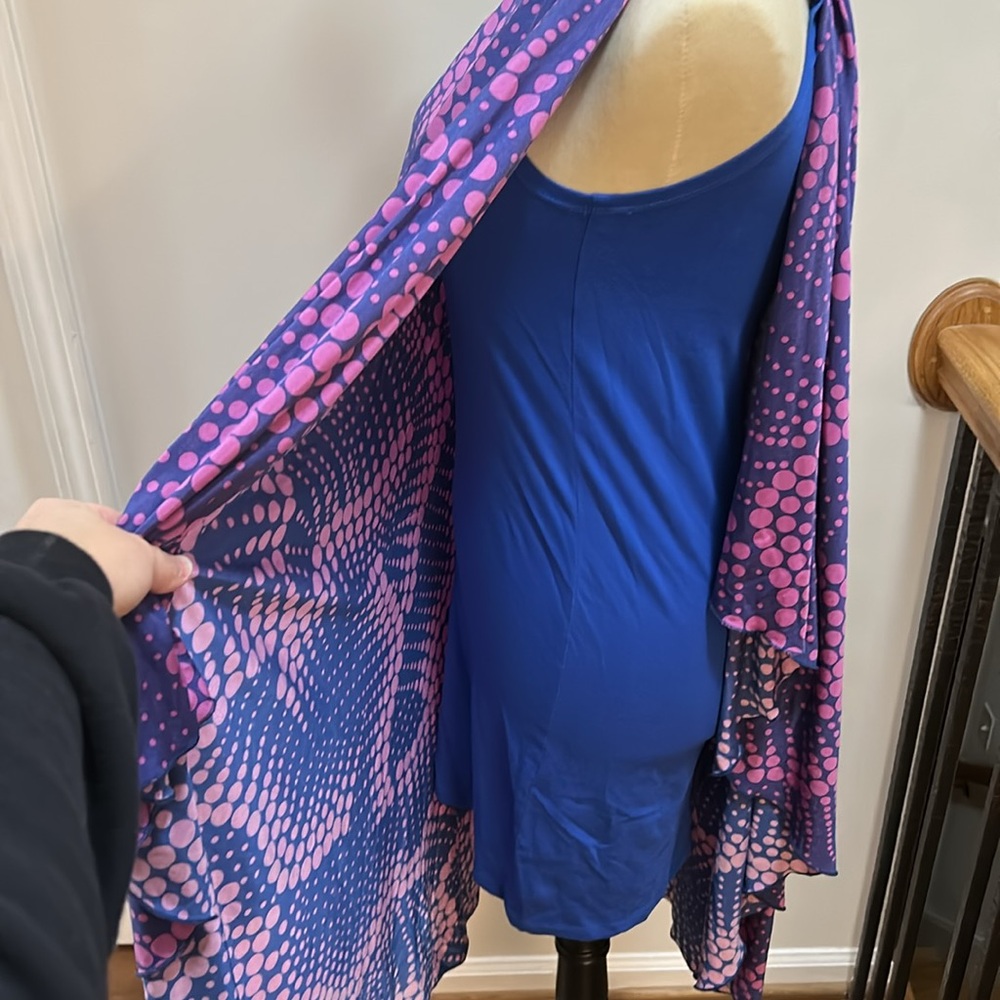 Purple and Pink One-Shoulder Dress funky abstract dot print size small - Picture 6 of 14